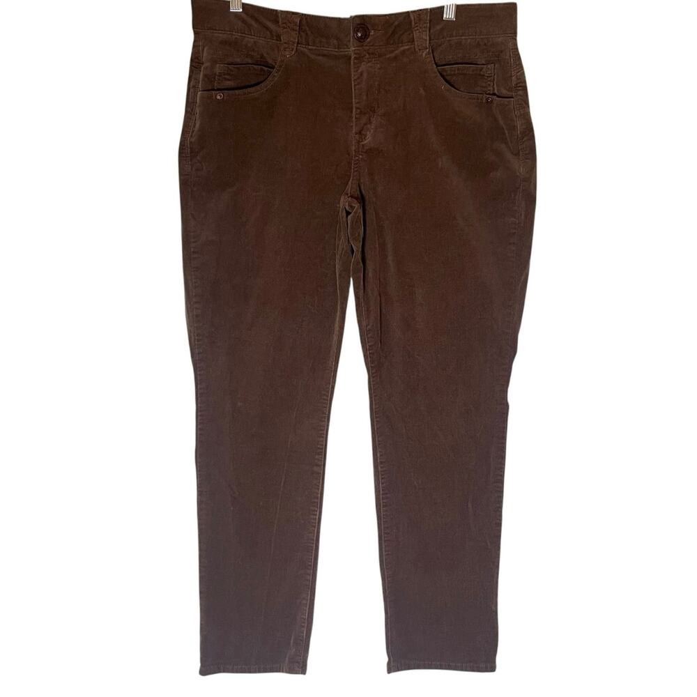 Democracy “Ab"solution Mid-Rise Brown Corduroy 16W Slim Straight Leg Pants